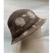 Cassel Goorin Mujers Small Embroidered Floral Fedora Hat Wool Blend Brown Tweed  eb-19571509